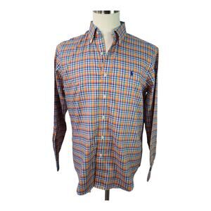 Ralph Lauren Orange Purple Green Plaid Men's Button Down Shirt Large